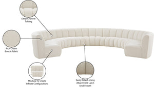Infinity Boucle Fabric / Engineered Wood / Foam Contemporary Cream Boucle Fabric 9pc. Modular Sectional - 183" W x 142" D x 33" H