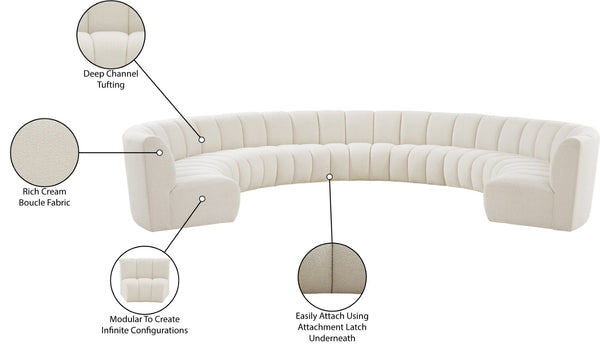 Infinity Boucle Fabric / Engineered Wood / Foam Contemporary Cream Boucle Fabric 9pc. Modular Sectional - 183" W x 142" D x 33" H