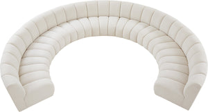 Infinity Boucle Fabric / Engineered Wood / Foam Contemporary Cream Boucle Fabric 9pc. Modular Sectional - 183" W x 142" D x 33" H
