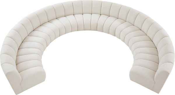 Infinity Boucle Fabric / Engineered Wood / Foam Contemporary Cream Boucle Fabric 9pc. Modular Sectional - 183" W x 142" D x 33" H