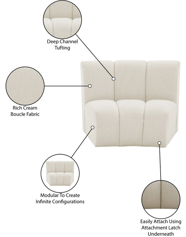 Infinity Boucle Fabric / Engineered Wood / Foam Contemporary Cream Boucle Fabric Modular Chair - 43" W x 36" D x 33" H