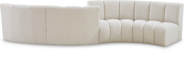 Infinity Boucle Fabric / Engineered Wood / Foam Contemporary Cream Boucle Fabric 4pc. Modular Sectional - 154" W x 57" D x 33" H