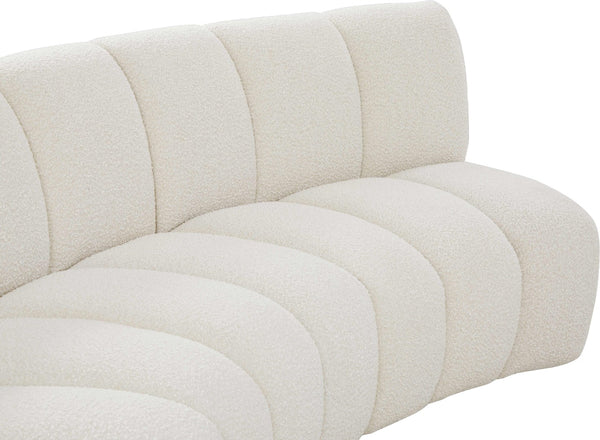 Infinity Boucle Fabric / Engineered Wood / Foam Contemporary Cream Boucle Fabric 4pc. Modular Sectional - 154" W x 57" D x 33" H