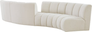Infinity Boucle Fabric / Engineered Wood / Foam Contemporary Cream Boucle Fabric 4pc. Modular Sectional - 154" W x 57" D x 33" H