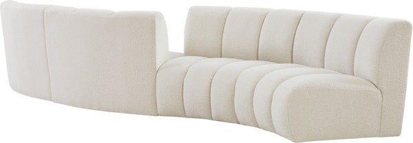 Infinity Boucle Fabric / Engineered Wood / Foam Contemporary Cream Boucle Fabric 4pc. Modular Sectional - 154" W x 57" D x 33" H