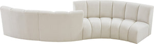 Infinity Boucle Fabric / Engineered Wood / Foam Contemporary Cream Boucle Fabric 4pc. Modular Sectional - 154" W x 57" D x 33" H