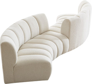 Infinity Boucle Fabric / Engineered Wood / Foam Contemporary Cream Boucle Fabric 4pc. Modular Sectional - 154" W x 57" D x 33" H