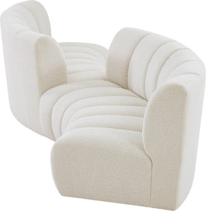 Infinity Boucle Fabric / Engineered Wood / Foam Contemporary Cream Boucle Fabric 4pc. Modular Sectional - 154" W x 57" D x 33" H