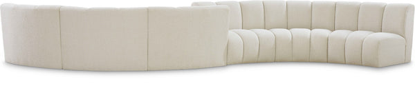 Infinity Boucle Fabric / Engineered Wood / Foam Contemporary Cream Boucle Fabric 6pc. Modular Sectional - 217" W x 56" D x 33" H