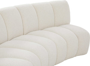 Infinity Boucle Fabric / Engineered Wood / Foam Contemporary Cream Boucle Fabric 6pc. Modular Sectional - 217" W x 56" D x 33" H