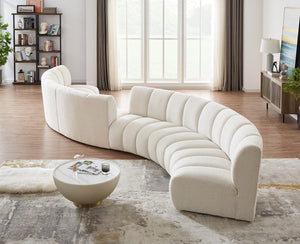 Infinity Boucle Fabric / Engineered Wood / Foam Contemporary Cream Boucle Fabric 6pc. Modular Sectional - 217" W x 56" D x 33" H