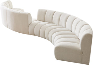 Infinity Boucle Fabric / Engineered Wood / Foam Contemporary Cream Boucle Fabric 6pc. Modular Sectional - 217" W x 56" D x 33" H