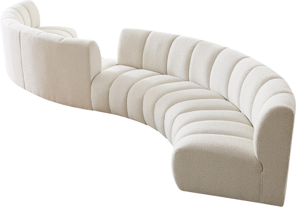 Infinity Boucle Fabric / Engineered Wood / Foam Contemporary Cream Boucle Fabric 6pc. Modular Sectional - 217" W x 56" D x 33" H