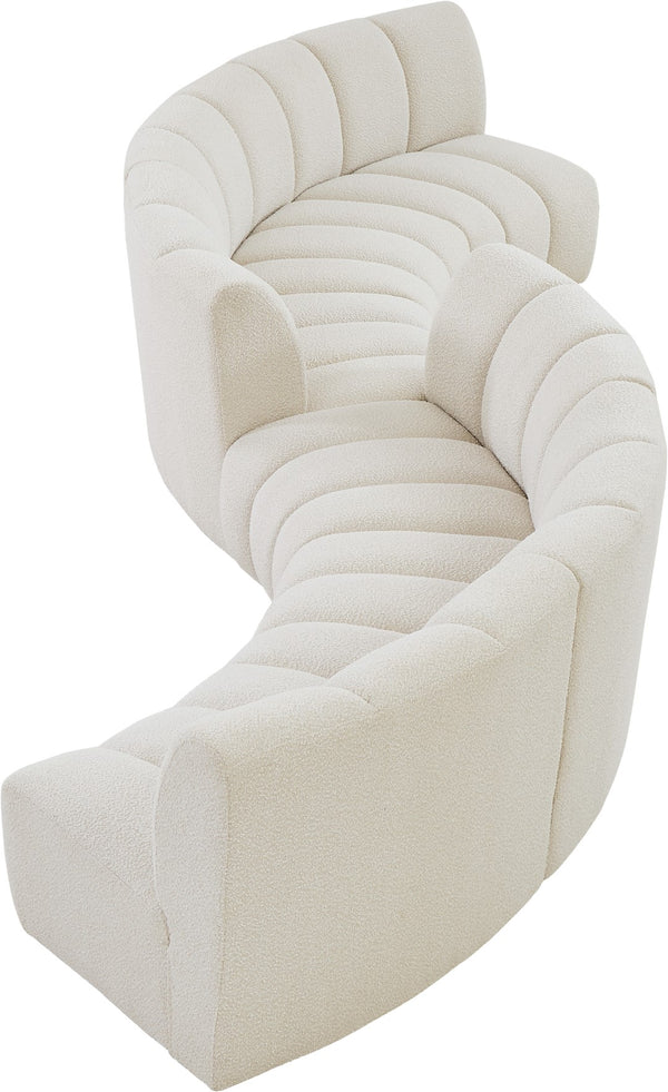 Infinity Boucle Fabric / Engineered Wood / Foam Contemporary Cream Boucle Fabric 6pc. Modular Sectional - 217" W x 56" D x 33" H