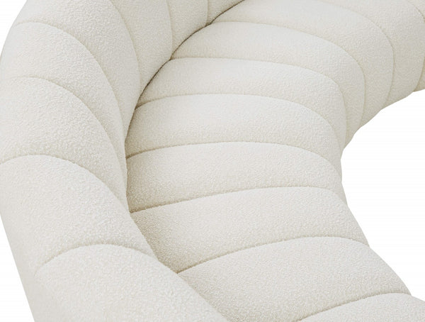 Infinity Boucle Fabric / Engineered Wood / Foam Contemporary Cream Boucle Fabric 6pc. Modular Sectional - 217" W x 56" D x 33" H