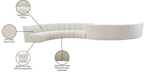 Infinity Boucle Fabric / Engineered Wood / Foam Contemporary Cream Boucle Fabric 8pc. Modular Sectional - 268" W x 75" D x 33" H