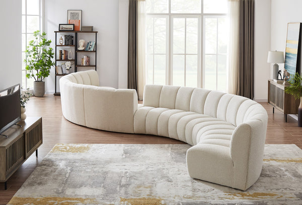 Infinity Boucle Fabric / Engineered Wood / Foam Contemporary Cream Boucle Fabric 8pc. Modular Sectional - 268" W x 75" D x 33" H