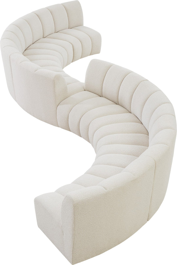 Infinity Boucle Fabric / Engineered Wood / Foam Contemporary Cream Boucle Fabric 8pc. Modular Sectional - 268" W x 75" D x 33" H