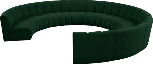 Infinity Boucle Fabric / Engineered Wood / Foam Contemporary Green Boucle Fabric 10pc. Modular Sectional - 183" W x 157" D x 33" H