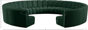 Infinity Boucle Fabric / Engineered Wood / Foam Contemporary Green Boucle Fabric 11pc. Modular Sectional - 183" W x 171" D x 33" H