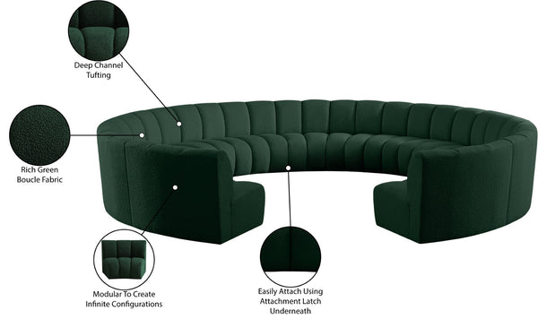 Infinity Boucle Fabric / Engineered Wood / Foam Contemporary Green Boucle Fabric 11pc. Modular Sectional - 183" W x 171" D x 33" H