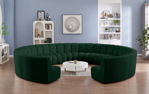 Infinity Boucle Fabric / Engineered Wood / Foam Contemporary Green Boucle Fabric 11pc. Modular Sectional - 183" W x 171" D x 33" H