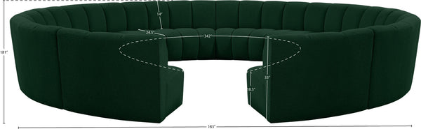 Infinity Boucle Fabric / Engineered Wood / Foam Contemporary Green Boucle Fabric 12pc. Modular Sectional - 183" W x 181" D x 33" H