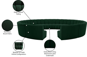 Infinity Boucle Fabric / Engineered Wood / Foam Contemporary Green Boucle Fabric 12pc. Modular Sectional - 183" W x 181" D x 33" H