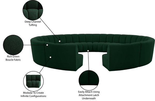 Infinity Boucle Fabric / Engineered Wood / Foam Contemporary Green Boucle Fabric 12pc. Modular Sectional - 183" W x 181" D x 33" H