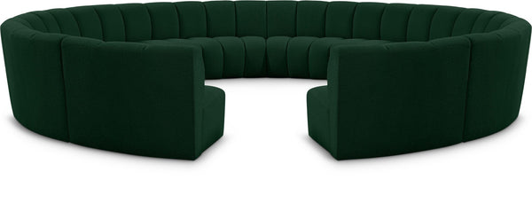 Infinity Boucle Fabric / Engineered Wood / Foam Contemporary Green Boucle Fabric 12pc. Modular Sectional - 183" W x 181" D x 33" H