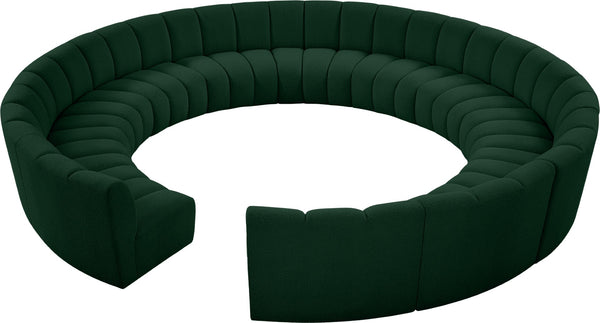 Infinity Boucle Fabric / Engineered Wood / Foam Contemporary Green Boucle Fabric 12pc. Modular Sectional - 183" W x 181" D x 33" H