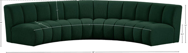 Infinity Boucle Fabric / Engineered Wood / Foam Contemporary Green Boucle Fabric 4pc. Modular Sectional - 148" W x 59" D x 33" H