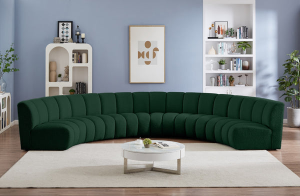 Infinity Boucle Fabric / Engineered Wood / Foam Contemporary Green Boucle Fabric 6pc. Modular Sectional - 174" W x 85" D x 33" H