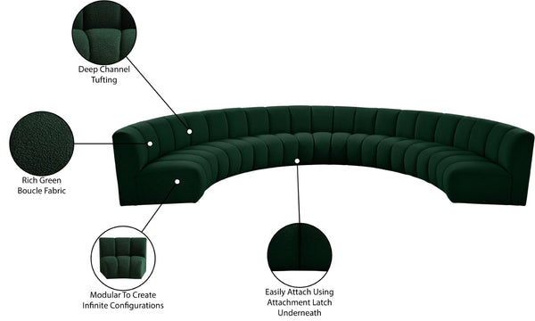Infinity Boucle Fabric / Engineered Wood / Foam Contemporary Green Boucle Fabric 7pc. Modular Sectional - 183" W x 104" D x 33" H