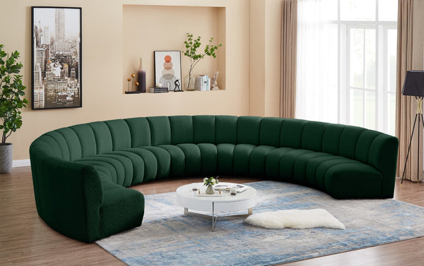 Infinity Boucle Fabric / Engineered Wood / Foam Contemporary Green Boucle Fabric 8pc. Modular Sectional - 183" W x 124" D x 33" H