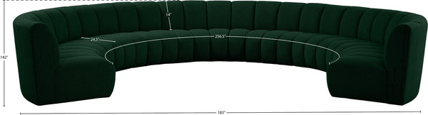 Infinity Boucle Fabric / Engineered Wood / Foam Contemporary Green Boucle Fabric 9pc. Modular Sectional - 183" W x 142" D x 33" H