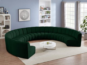 Infinity Boucle Fabric / Engineered Wood / Foam Contemporary Green Boucle Fabric 9pc. Modular Sectional - 183" W x 142" D x 33" H