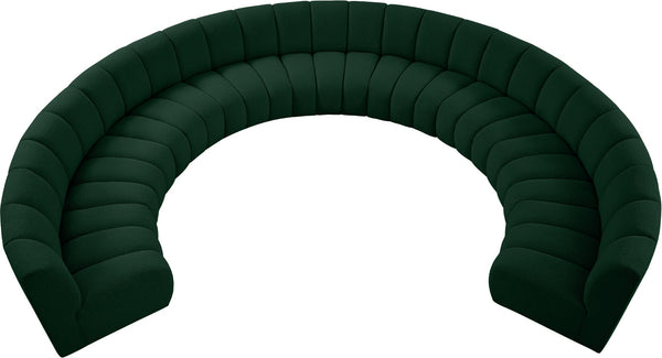 Infinity Boucle Fabric / Engineered Wood / Foam Contemporary Green Boucle Fabric 9pc. Modular Sectional - 183" W x 142" D x 33" H