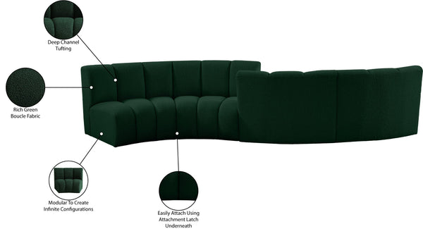 Infinity Boucle Fabric / Engineered Wood / Foam Contemporary Green Boucle Fabric 4pc. Modular Sectional - 154" W x 57" D x 33" H