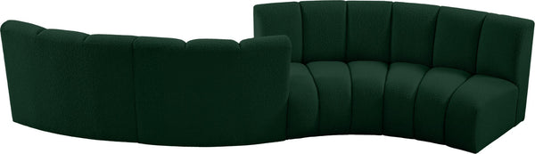Infinity Boucle Fabric / Engineered Wood / Foam Contemporary Green Boucle Fabric 4pc. Modular Sectional - 154" W x 57" D x 33" H
