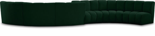 Infinity Boucle Fabric / Engineered Wood / Foam Contemporary Green Boucle Fabric 6pc. Modular Sectional - 217" W x 56" D x 33" H