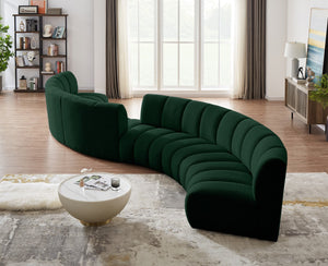Infinity Boucle Fabric / Engineered Wood / Foam Contemporary Green Boucle Fabric 6pc. Modular Sectional - 217" W x 56" D x 33" H