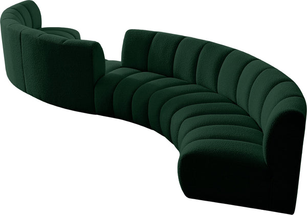 Infinity Boucle Fabric / Engineered Wood / Foam Contemporary Green Boucle Fabric 6pc. Modular Sectional - 217" W x 56" D x 33" H