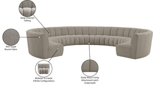 Infinity Boucle Fabric / Engineered Wood / Foam Contemporary Brown Boucle Fabric 10pc. Modular Sectional - 183" W x 157" D x 33" H