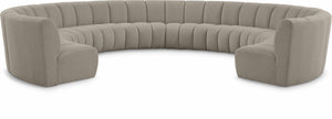 Infinity Boucle Fabric / Engineered Wood / Foam Contemporary Brown Boucle Fabric 10pc. Modular Sectional - 183" W x 157" D x 33" H