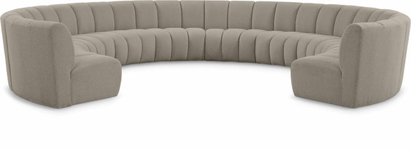 Infinity Boucle Fabric / Engineered Wood / Foam Contemporary Brown Boucle Fabric 10pc. Modular Sectional - 183" W x 157" D x 33" H