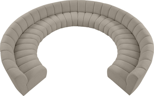 Infinity Boucle Fabric / Engineered Wood / Foam Contemporary Brown Boucle Fabric 10pc. Modular Sectional - 183" W x 157" D x 33" H