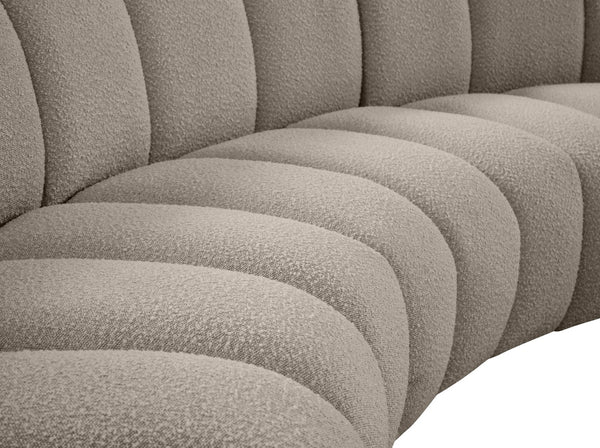 Infinity Boucle Fabric / Engineered Wood / Foam Contemporary Brown Boucle Fabric 10pc. Modular Sectional - 183" W x 157" D x 33" H