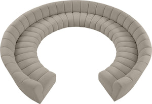 Infinity Boucle Fabric / Engineered Wood / Foam Contemporary Brown Boucle Fabric 11pc. Modular Sectional - 183" W x 171" D x 33" H