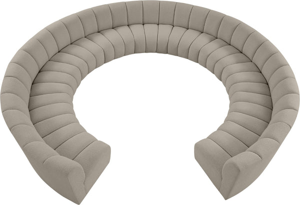 Infinity Boucle Fabric / Engineered Wood / Foam Contemporary Brown Boucle Fabric 11pc. Modular Sectional - 183" W x 171" D x 33" H